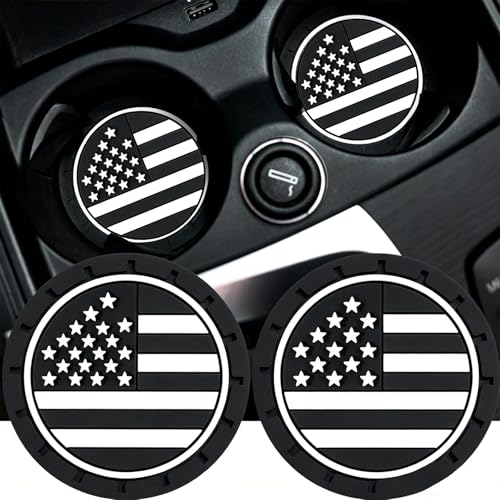2Pcs 2.75 Inch America Flag Car Cup Holder Coaster Insert Tough Auto America Flag Car Accessories - color: Cup-flag