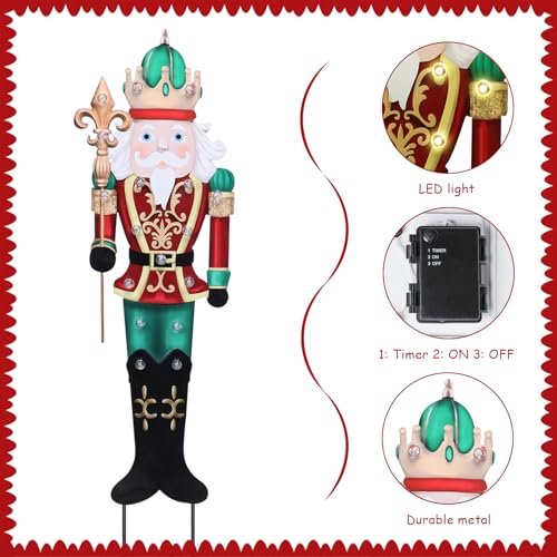 Christmas Yard Sign Decorations Outdoor with LED Lights Christmas Nutcracker Yard Signs with Metal Stakes for Xmas Holiday Party Lawn Sign Garden Decor Xmas Outdoor Yard Signs - style: king
