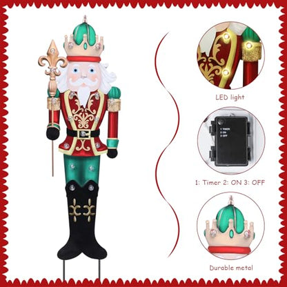 Christmas Yard Sign Decorations Outdoor with LED Lights Christmas Nutcracker Yard Signs with Metal Stakes for Xmas Holiday Party Lawn Sign Garden Decor Xmas Outdoor Yard Signs - style: king