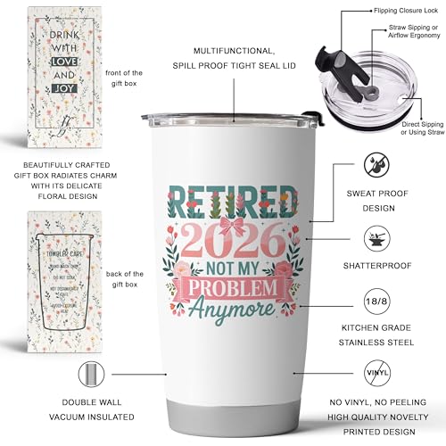 Fancyfams 20oz Retirement Tumbler for Women 2026 - color: Not My Problem 26