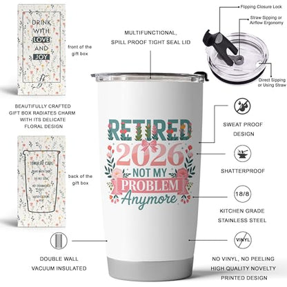 Fancyfams 20oz Retirement Tumbler for Women 2026 - color: Not My Problem 26