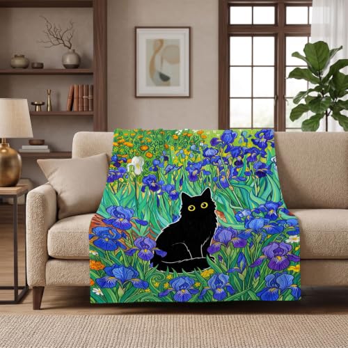 Black Cat Throw Blanket Birthday Gifts for Cat Lover Women Girls - color: Tk009, size: 60"x50"