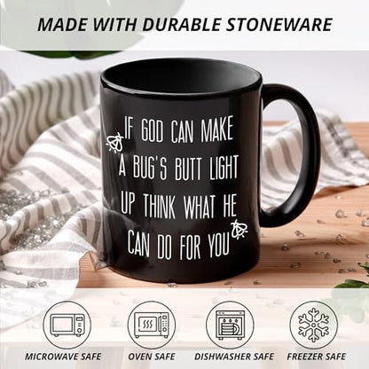 Funny Christian Mug, Bible Verse Coffee Cups Ceramic, Christian Gifts for Women Faith Men, Religious Bible Verse Gifts Black Coffee Mug Cup for Women Men - color: Black