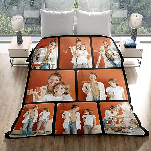 inkArts Custom Blankets with Photos for Family, Personalized Picture Blanket, Customized Blankets with Picture as Gifts for Chrimstas Birthday Mothers Day Fathers Day - color: 8 Photo-2