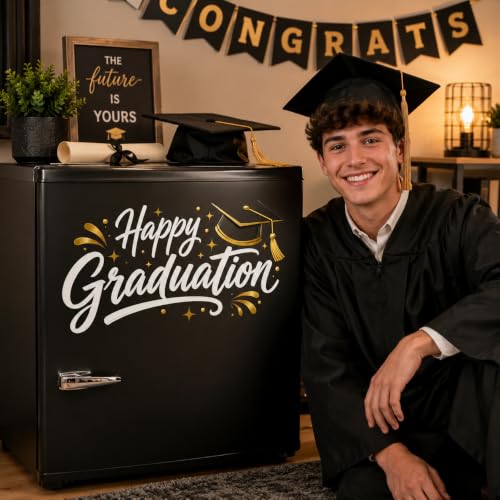 1PCS_11in Happy Graduation UV Sticker, White Gold Car Window Decal Gifts - color: Senior 5