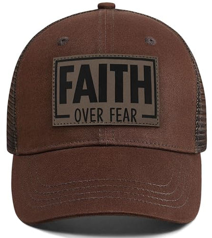 Christian Jesus Cross Hat - Faith Hats for Men Women - Religious Gifts for Thanksgiving Christmas - color: Faith Power/Brown