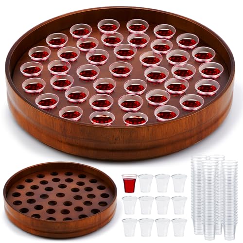 Zhehao 1 Pcs Wood Communion Trays for Churches Set Church Supplies Plates for Church with Disposable Cups (Rubber Wood) - color: Rubber Wood