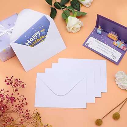 100 Pack White 4x6 Envelopes, Contour Flap A4 Envelopes for Engagement Invites, Weddings Invitation, announcements, Baby shower, Perfect for RSVP Card 120gsm, 4.5 x 6.4 Inches - 100% Recycled - color: White-100