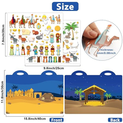 Christmas Nativity 3D Puffy Sticker Activity Book 100 Reusable Stickers Kids Activities Religious Scene Sticker Book Xmas Holy Night Removable Stickers for Toddlers Ages 4+ Gifts Toys Supplies Favor - style: Christmas Nativity