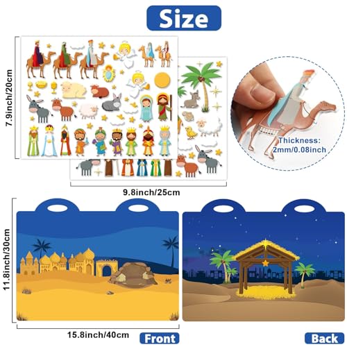 Christmas Nativity 3D Puffy Sticker Activity Book 100 Reusable Stickers Kids Activities Religious Scene Sticker Book Xmas Holy Night Removable Stickers for Toddlers Ages 4+ Gifts Toys Supplies Favor - style: Christmas Nativity