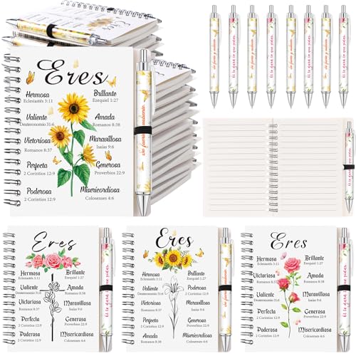 Colarr 24 Sets Spanish Christian Notebooks Bulk for Women Pen and Notebook Gift Set Regalos Cristianos En Español Religious Prayer Scripture Christmas Christian Gift with Bible Verse(Eres) - style: Eres