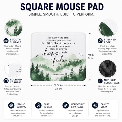 QIYUHOY Christian Bible Verses Mouse Pad, 9.5x7.9 Inch - color: hope and future