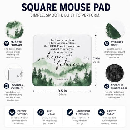 QIYUHOY Christian Bible Verses Mouse Pad, 9.5x7.9 Inch - color: hope and future