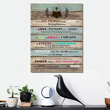 Inspirational Wall Art Scripture Bible Verse Wall Art Christian Canvas Art for Office Bathroom Bedroom Wall Decor Rustic Farmhouse Wall Decor Religious Gifts Be Still and Know that I am God - size: 12x16inch