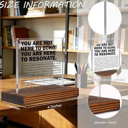 Inspirational Office Desk Sign for Coworker Employee Friend, You Are Here to Resonate Motivational Acrylic Plaque, Positive Mindset Decor Gift for Women Men EC421 - style: Coworker Employee Friend