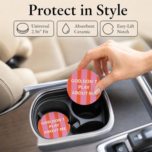 Car Coasters for Cup Holders, Pink God Car Coasters Set of 2, B04 - color: Pink God