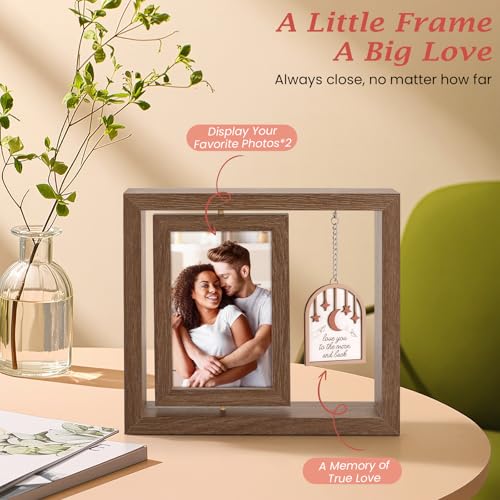 Valentine’s Day Gift - I Love You to the Moon and Back Picture Frame - Anniversary Wedding Birthday Christmas Gifts for Wife, Husband, Girlfriend, Him, Her, Couples Rotating 4x6 Picture Frame - color: Love You To The Moon And Back