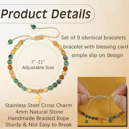 BROCC 9PCS Christian Cross Bracelet for Women Cross Charm Bracelets Set