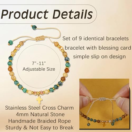 BROCC 9PCS Christian Cross Bracelet for Women Cross Charm Bracelets Set