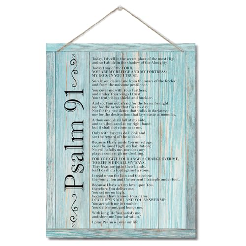 Inspirational Wood Art Signs, Psalms 91 Wall Sign, Hanging Printed Wall Plaque Wood Signs, Bible Verse Print, Christian Scripture for The Home or Office Decor, Christian Wall Decor 10 X 7.8 inch J - color: Color 11