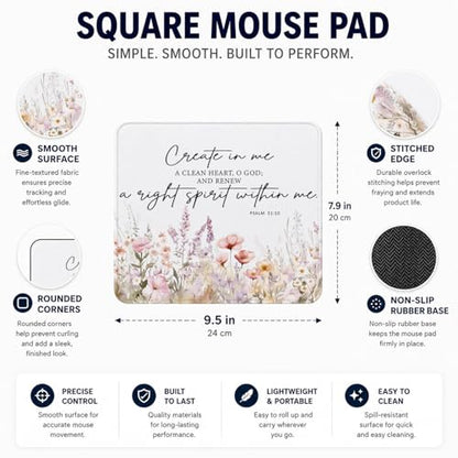 QIYUHOY Christian Inspirational Floral Mouse Pad, 9.5x7.9 Inch - color: great in me