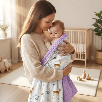 Fleece Baby Blankets for Girls & Boys, Infant Toddler Blanket - color: Purple Deer