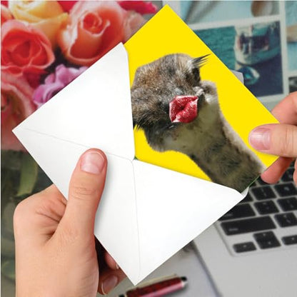 NobleWorks 1 Funny Get Well Card for Women Wild Kisses Ostrich Lips Humor Notecard with Envelope C9280GGWG - style: Wild Kisses - Ostrich