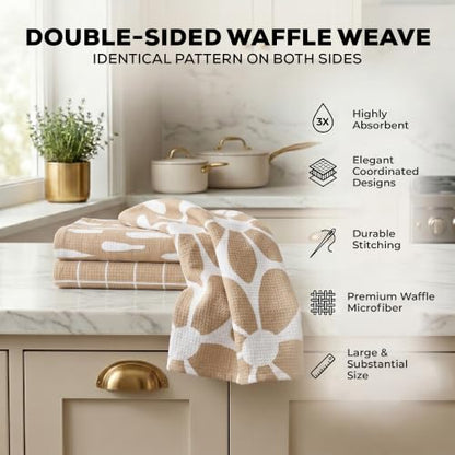 Kitchen Towels, Dish Towels for Kitchen, 3 Pc Kitchen Towel Set - color: Tan