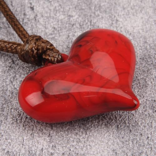 Leather Necklace for Women Long Boho Pendant Hippie Choker Necklace Bohemian Layered Leather Rope Wooden Jewelry Gifts - style: Red Heart Necklace