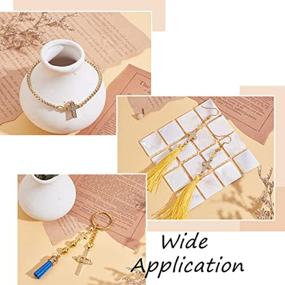 Gold Cross Beads for Jewelry Making, 10Pcs