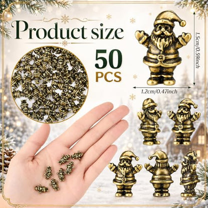 Civaner 50 Mini Brass Santa Claus Figurines, Tiny Christmas Decor - style: Santa Claus
