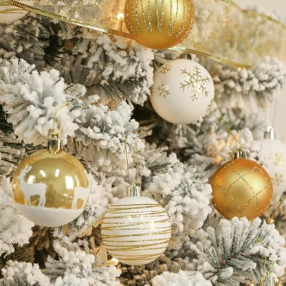 SHareconn 30ct 2.36 Inch Christmas Tree Balls Ornaments, Gold & White, 60mm - color: Gold & White, size: 2.36 inch