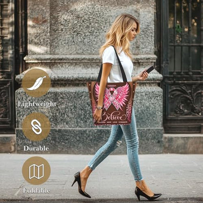 Bible Tote Bags For Women Religious Church Bag Christian Tote Bags Inspirational For Women Organizer Christian Gift - color: Breast Cancer 1