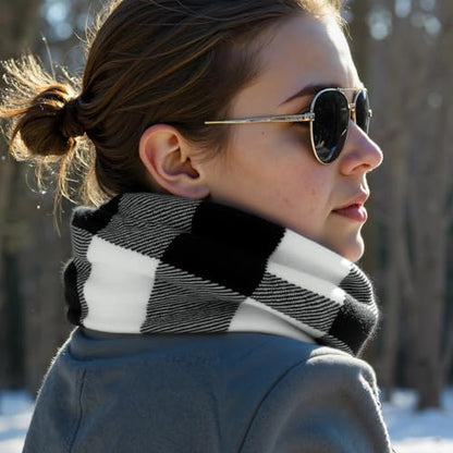 Loritta Winter Scarf for Women, Long Plaid Shawl Wraps Scarves Gifts - color: U-black White Gray Lattice