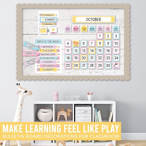 Classroom Calendar Set Bulletin Board Decorations, 98pc School Calendar Set - color: Pastel