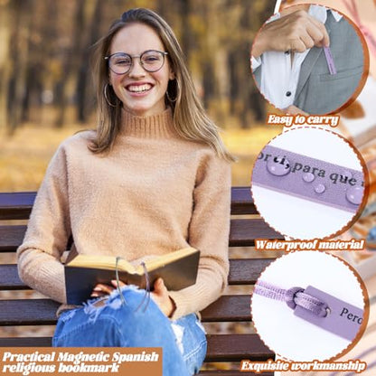 Skyygemm 20 Pcs Christian Leather Bookmarks Gifts for Men Women Bulk Spanish Christian Bible Bookmarks Bible Verses Gifts for Book Club(Morandi Color)