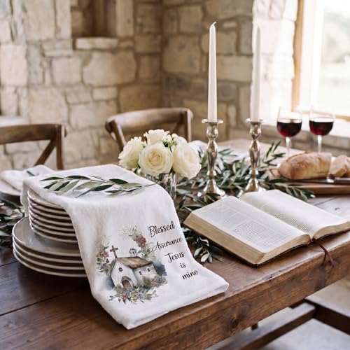 Hahafelt 6 Pcs Christian Gifts Bulk Floral Church Hymn Tea Towels - style: Floral