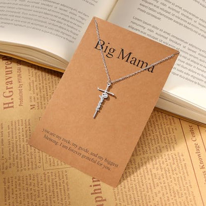 Lcherry Birthday Gifts for Grandma Mom Daughter Teacher Cross Necklace for Women Christian Necklaces Religious Gifts Jewelry for Women Mother's Day - style: Big Mama