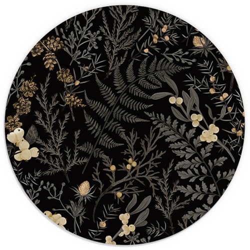 Dark Black Green Floral Plant Mouse Pad 7.9x7.9 Inch,Vintage Green Fern Leaves Botanical Cottagecore Mouse Pads for Wireless Mouse Computers Laptop Desk Accessories,Plant Desk Accessories - color: color 9