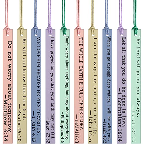 Laumoi 10 Pcs Christian Leather Bookmarks, Handmade Bible Verses Scripture Bookmarks for Women & Men, Religious Christian Gifts for Book Lovers, Church & Book Club Supplies(Elegant, Macaron Color) - color: Macaron Color