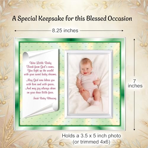 Irish Baby Blessing Picture Frame Keepsake – Traditional Christian Blessing Gift from Grandparents – Holds 3.5x5 Photo - color: Irish Baby Blessing