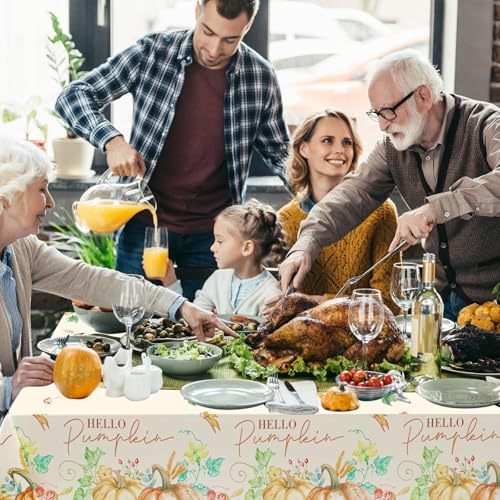 3Pcs Fall Pumpkin Tablecloths, Disposable Thanksgiving Party Table Cover - color: Watercolor Pumpkin