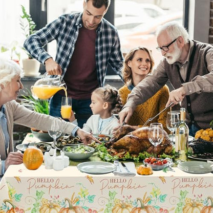 3Pcs Fall Pumpkin Tablecloths, Disposable Thanksgiving Party Table Cover - color: Watercolor Pumpkin