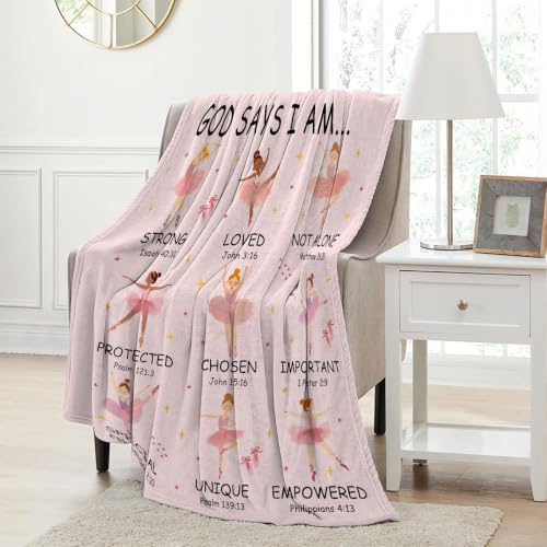 God Says I Am Christian Gifts for Girl Ballet Dancer Blanket 50"x60" - color: God Says - Ballet 01, size: 50"x60"