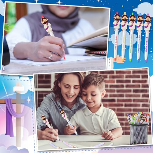 CroBlissful 60 Pcs Christian Jesus Pens Bulk, Bible Verse Ballpoint Pens 0.7mm Black Ink, Religious Inspirational Gifts VBS Prizes Sunday School Church Party Favors Office Supplies