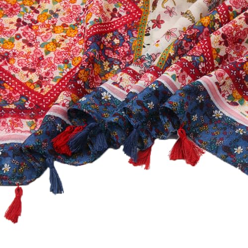 Yeieeo Boho Scarf for Women Lightweight Floral Printed Scarf Fall Winter Fashion Fringed Shawl - color: Floral 11