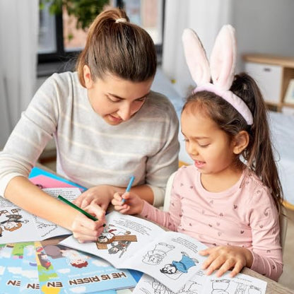 Bulk Easter Coloring Books, 24Pcs He is Risen Mini Drawing Booklet for Kids - style: Easter Story