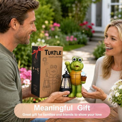 Goodeco Turtle with Solar Lantern - Outdoor Garden Gifts for Women - color: Brown
