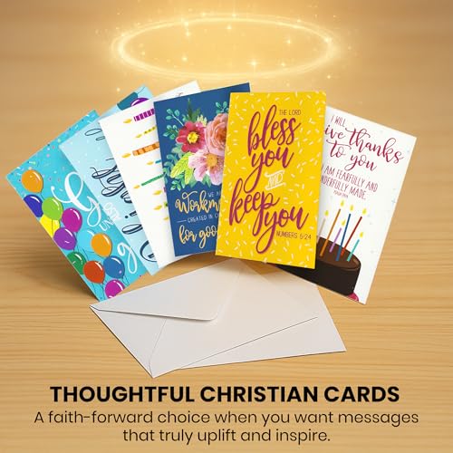 Birthday Cards 120PK with 6 Bible Verses – Christian Birthday Cards Bulk, Religious Greeting Cards with Envelopes, Scripture Cards for Men & Women, Inspirational Christian Cards for Any Occasion