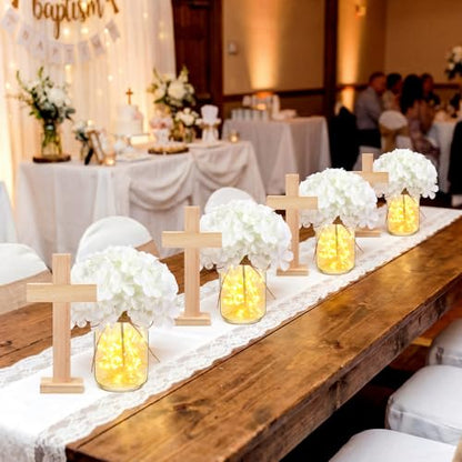 Wavwavw 37 Pcs Baptism Centerpieces for Table, Hydrangea - style: Hydrangea